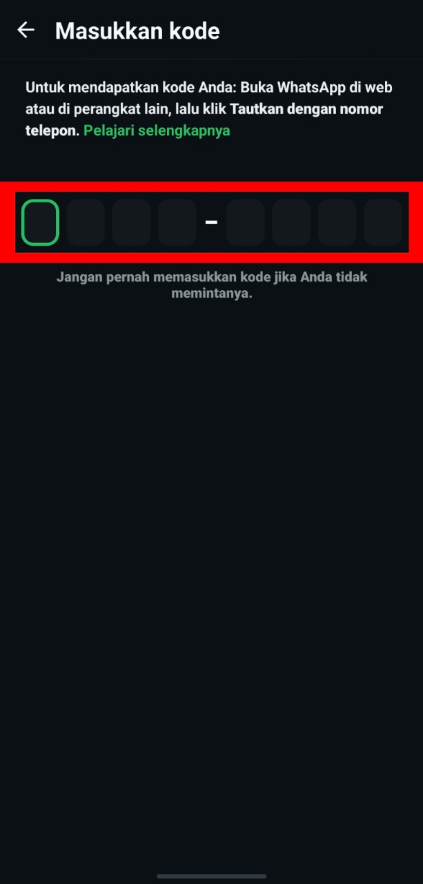 Langkah 5: Masukkan kode dari admin